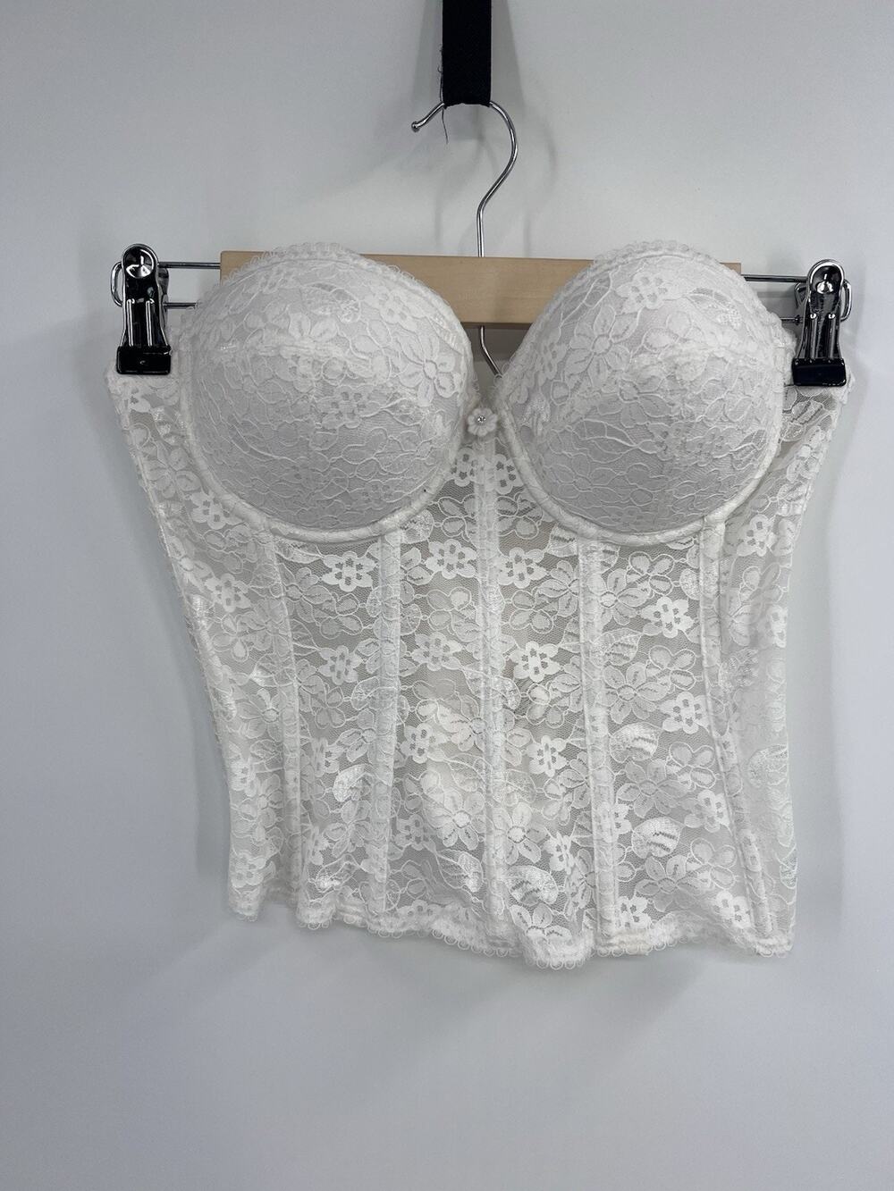 Dominique White Lace Low Back Corset 32C Romantic Bridal